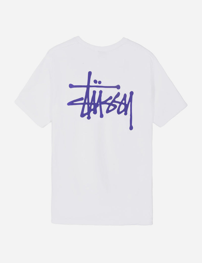 Stussy Basic LogoTシャツ ホワイト/パープル URBAN EXCESS。