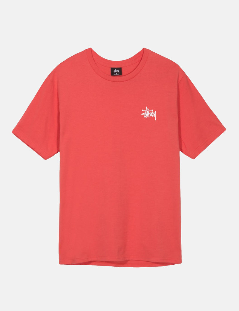 Stussy 베이직 로고 티셔츠-로즈