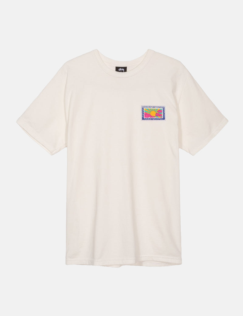 ステューシーホライゾンピグメント染めTシャツ-ナチュラル