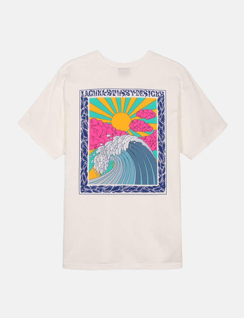 ステューシーホライゾンピグメント染めTシャツ-ナチュラル