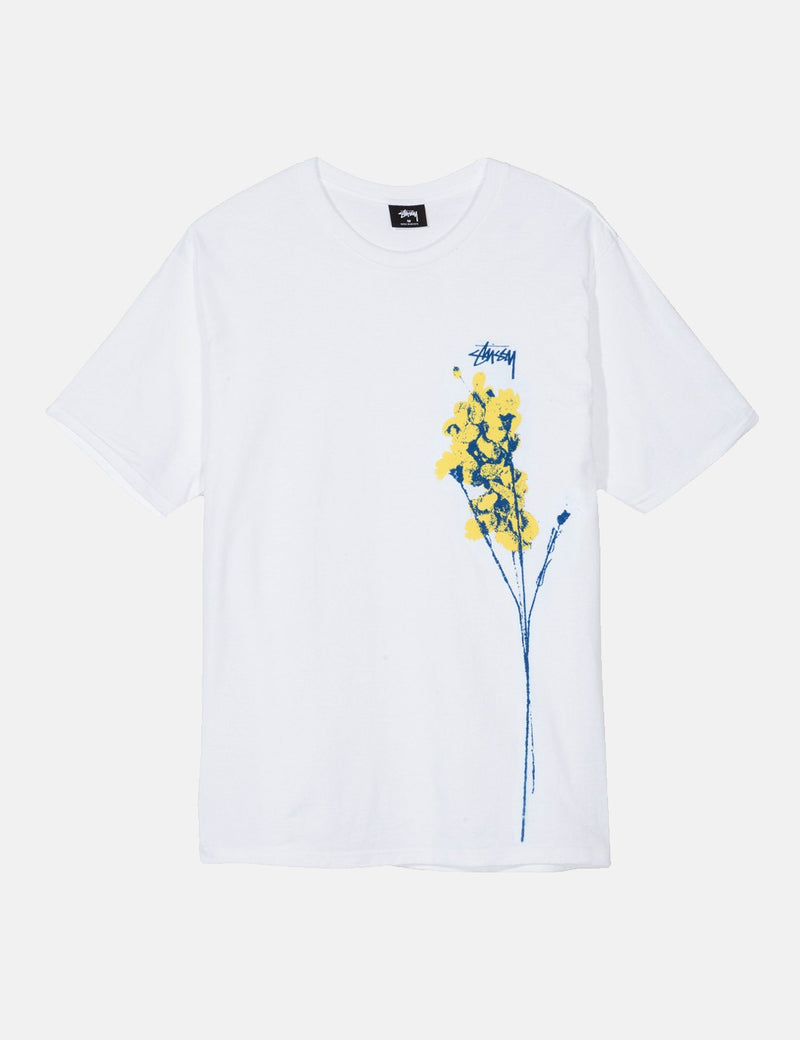 ステューシーデッドフラワーTシャツ-ホワイト