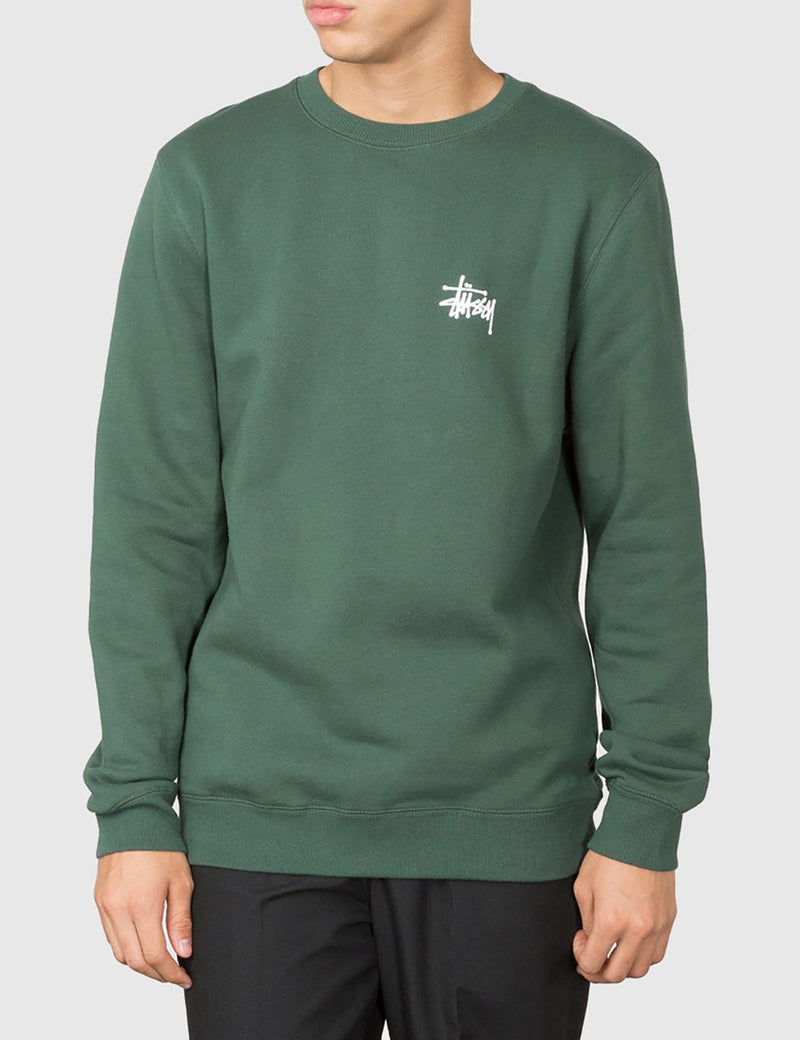 Stussy Basic Sweatshirt - Dark Forest Green