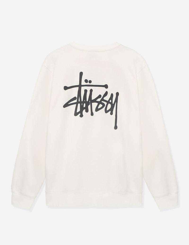Stussy 베이직 피그먼트 염색 크루 넥 스웻 셔츠-내추럴