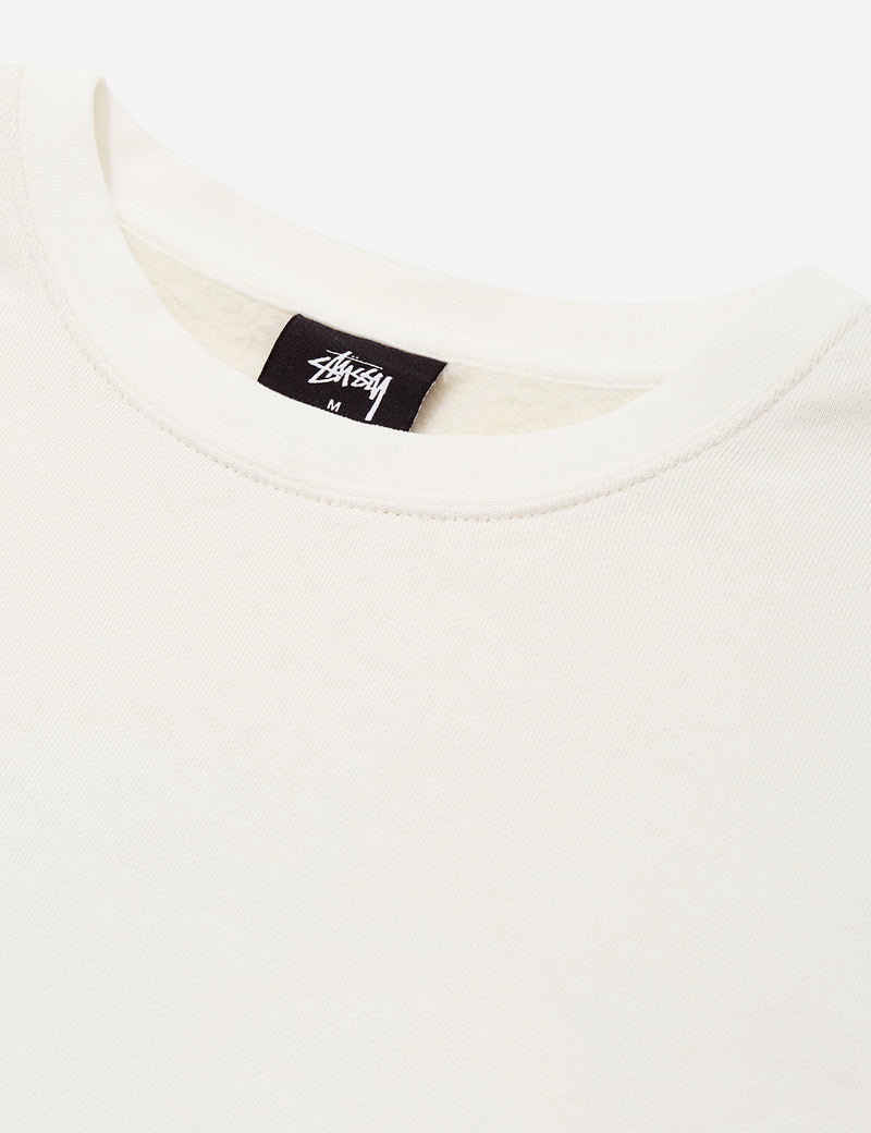 Stussy 베이직 피그먼트 염색 크루 넥 스웻 셔츠-내추럴