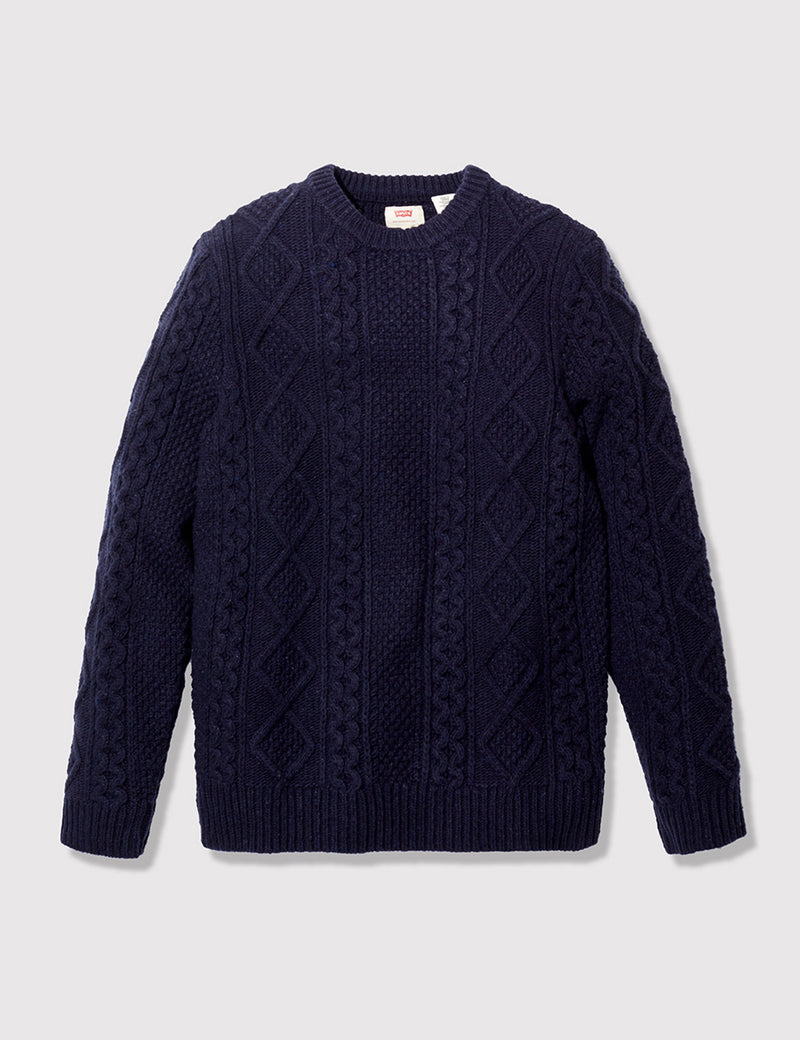 Levis Fisherman Cable Crew Jumper - Night Blue