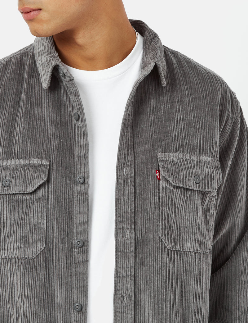 Levis Jackson Worker Shirt (Cord) - Pewter Grey