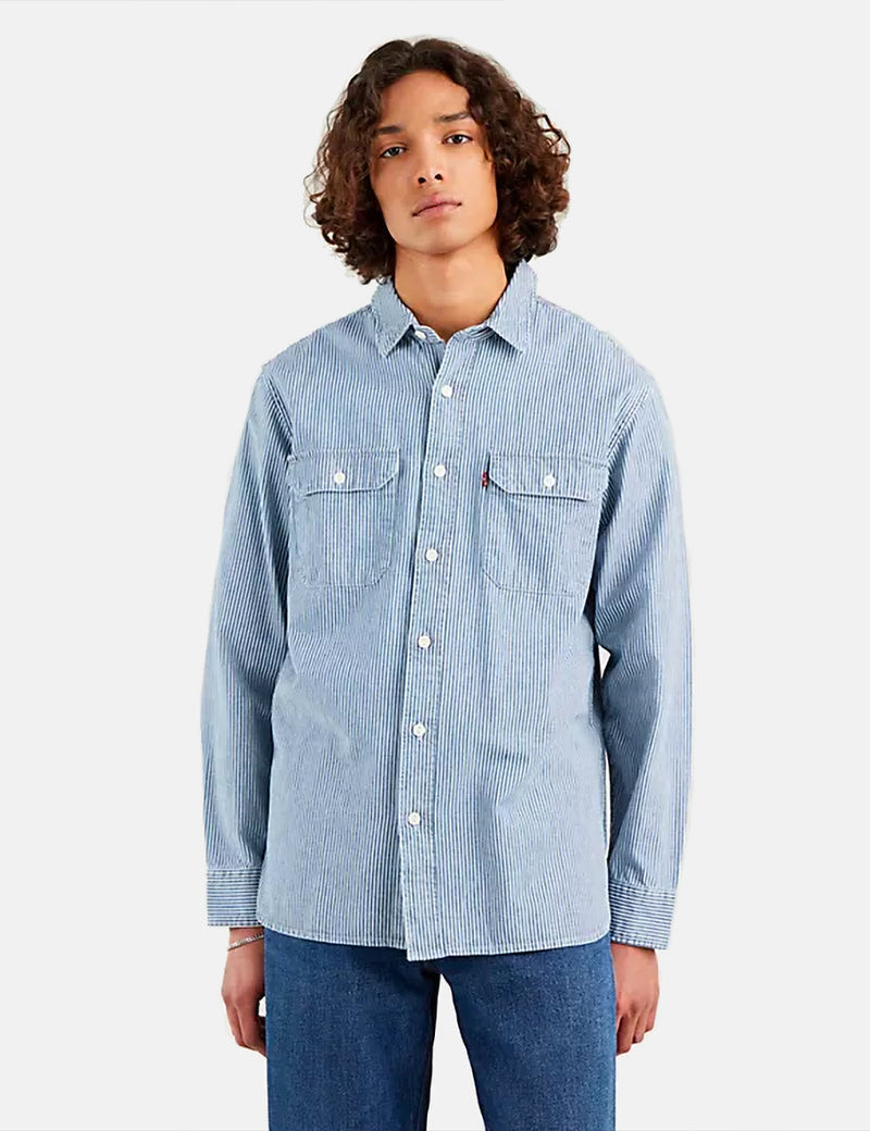 Levis Classic Worker (Hickory Stripe) - Rinse Dark Indigo Blue