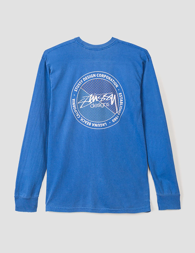 Stussy Halftone Dot Long Sleeve T-Shirt - Indigo Blue