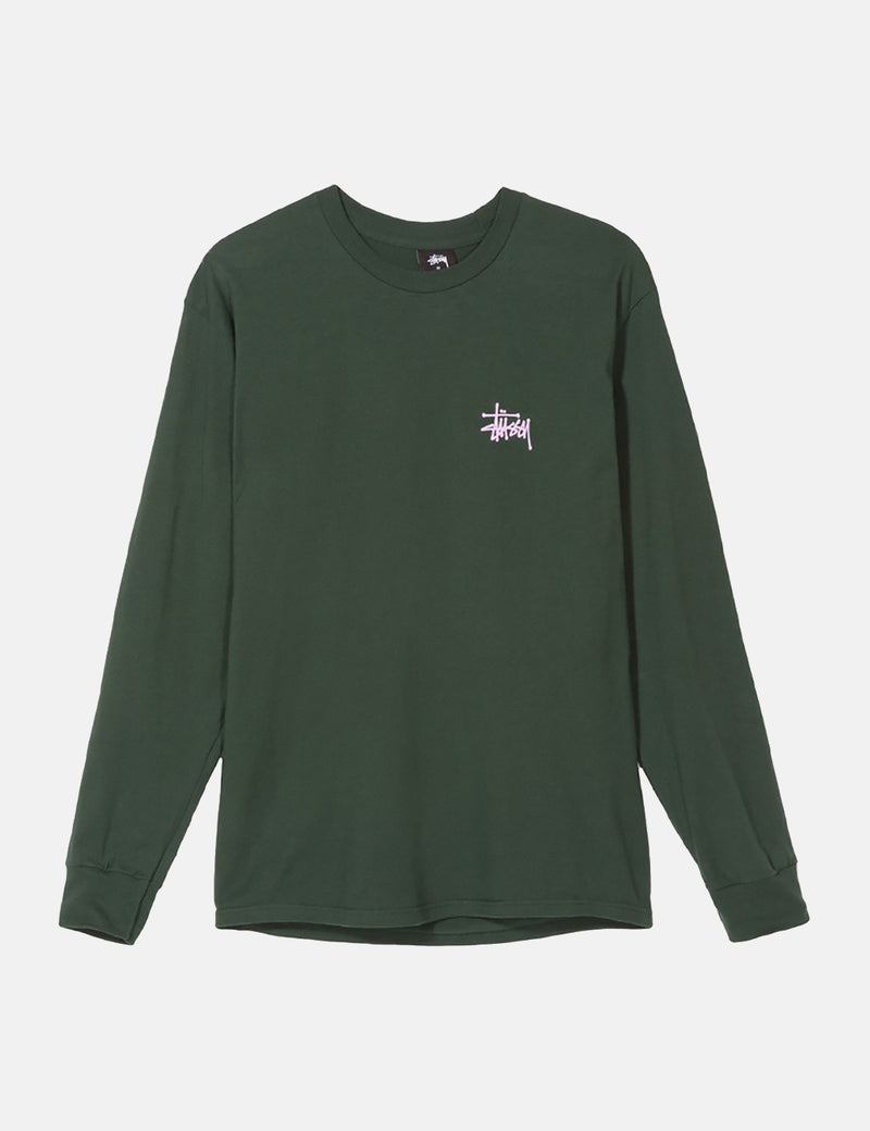 Stussy Basic Long Sleeve T-Shirt - Dark Forest Green