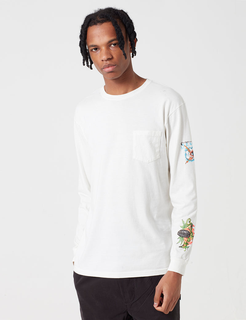 Stussy Pin Up Long Sleeve T-Shirt - White