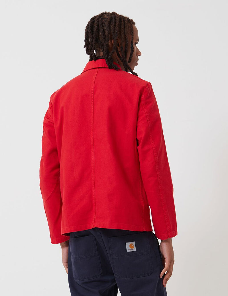 Vetra French Workwear Jacket Short (Cotton Drill)-Poppy Red
