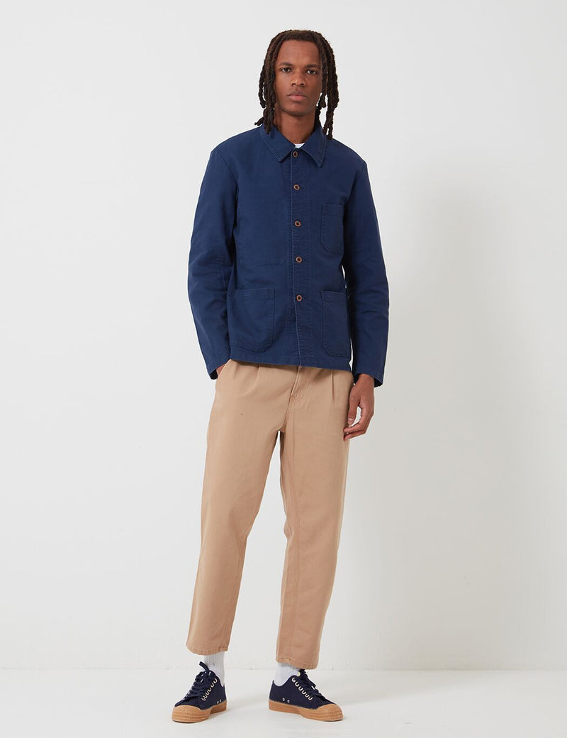 Vetra French Workwear Jacket Short (Cotton Drill)-Navy Blue
