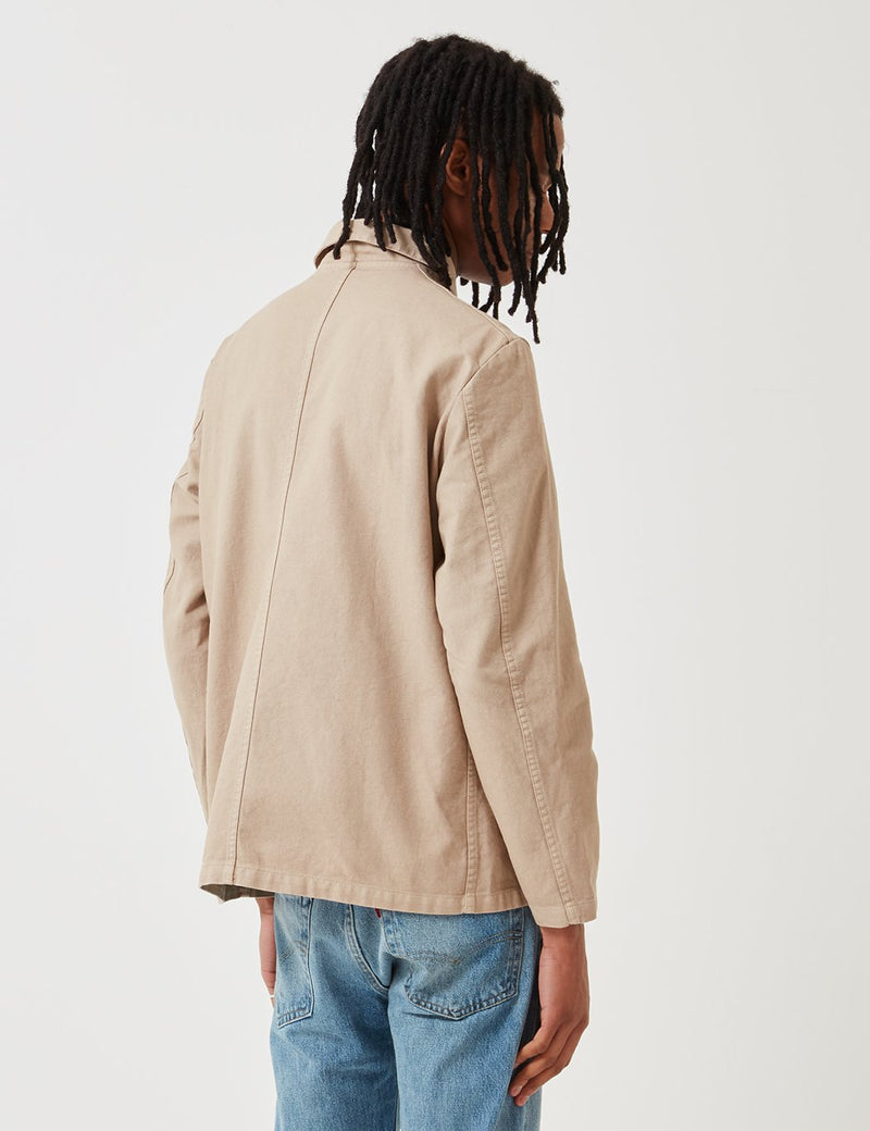 Vetra French Workwear Jacket Short (Dungaree Wash Twill) - Chalk Beige