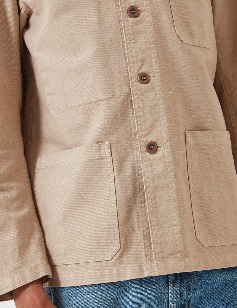 Vetra French Workwear Jacket Short (Dungaree Wash Twill) - Chalk Beige