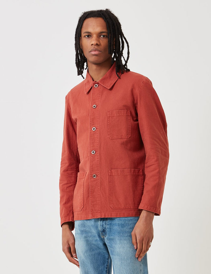 Vetra French Workwear Jacket Short (Dungaree Wash Twill)-Quince Red