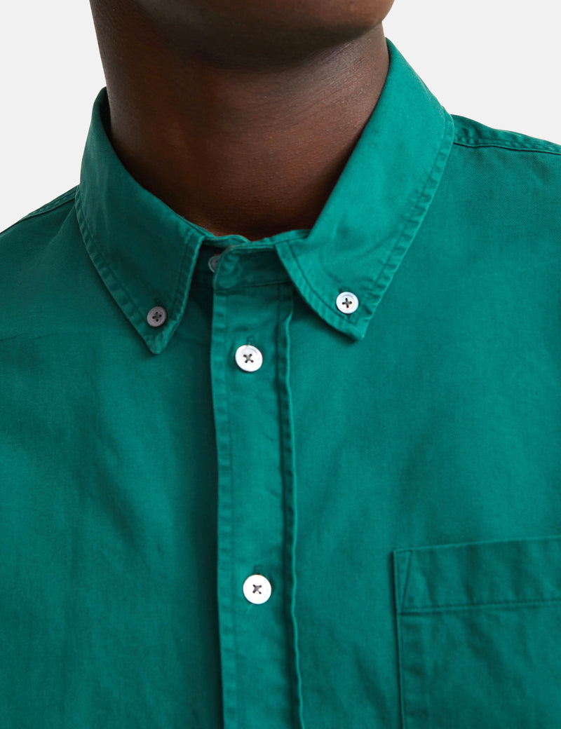 Wood Wood Andrew Classic Denim Shirt - Dark Green