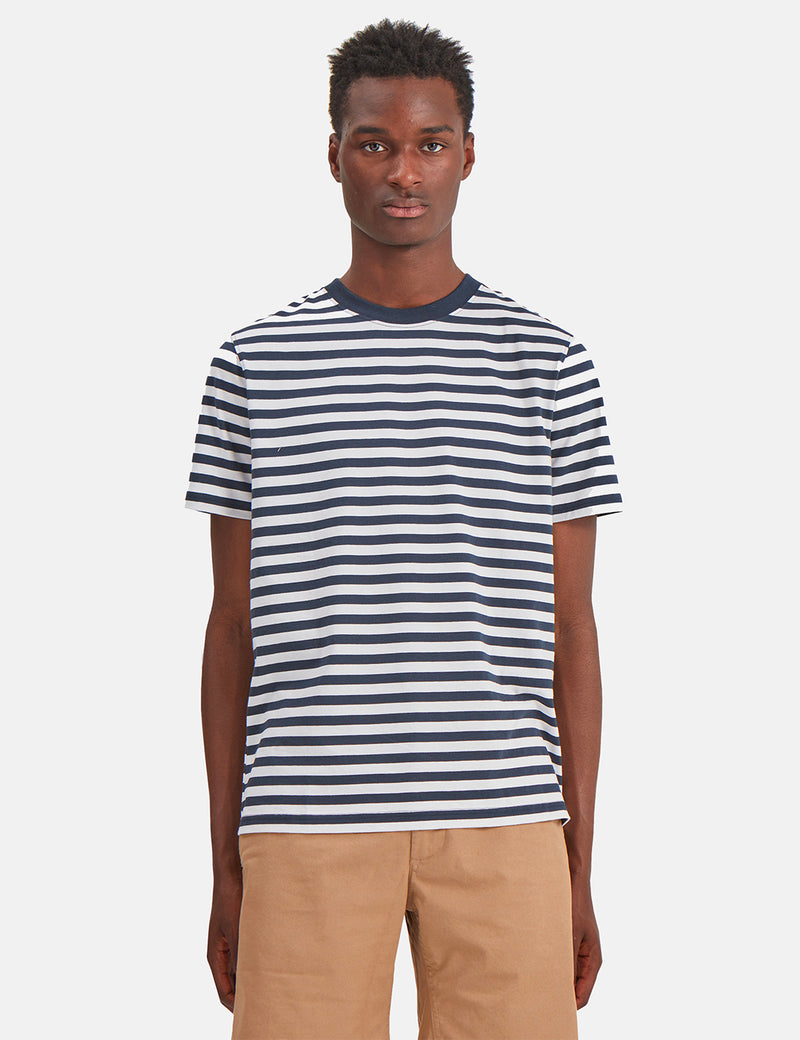 Wood Wood Sami Classic Stripe T-Shirt - Navy Blue