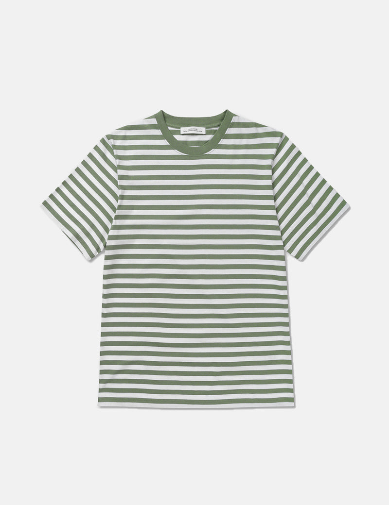 Wood WoodサミクラシックストライプTシャツ-ライトグリーン