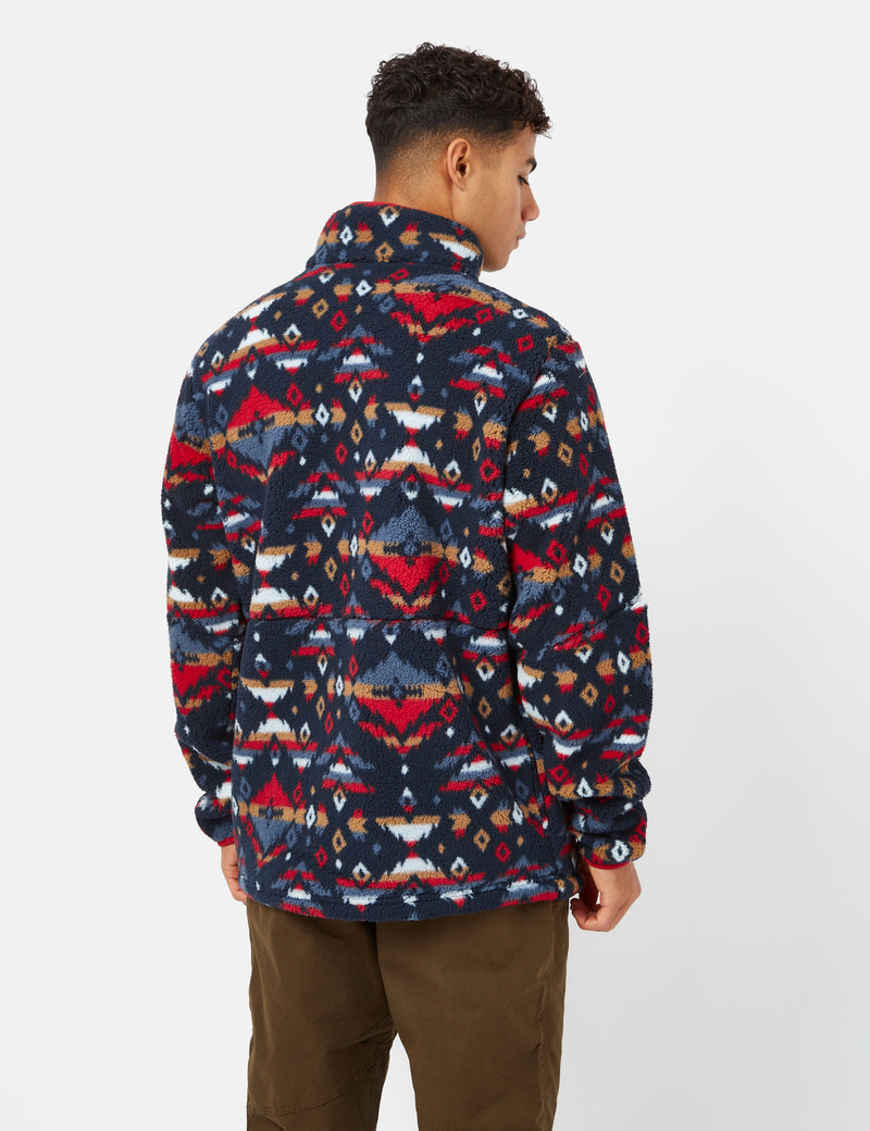 Columbia Mountainside フルジップ セーター (Rocky Mountain Print) - Collegiate Navy Blue