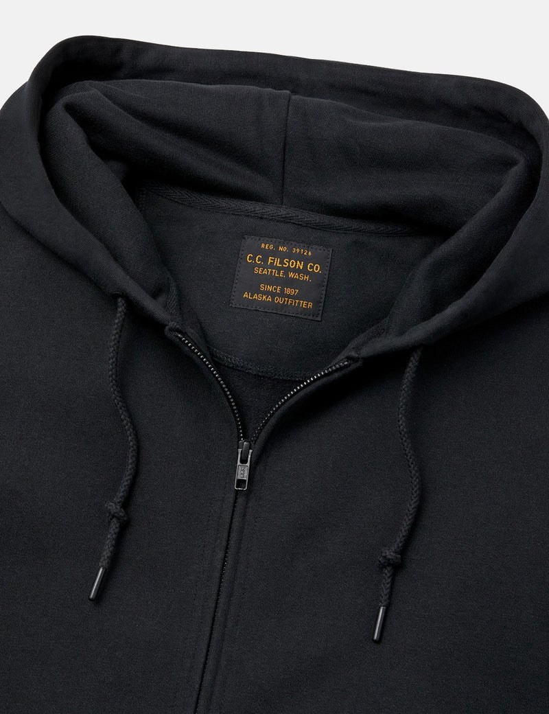 Filson Prospector 그래픽 풀 지퍼 후드 스웻셔츠 - 블랙