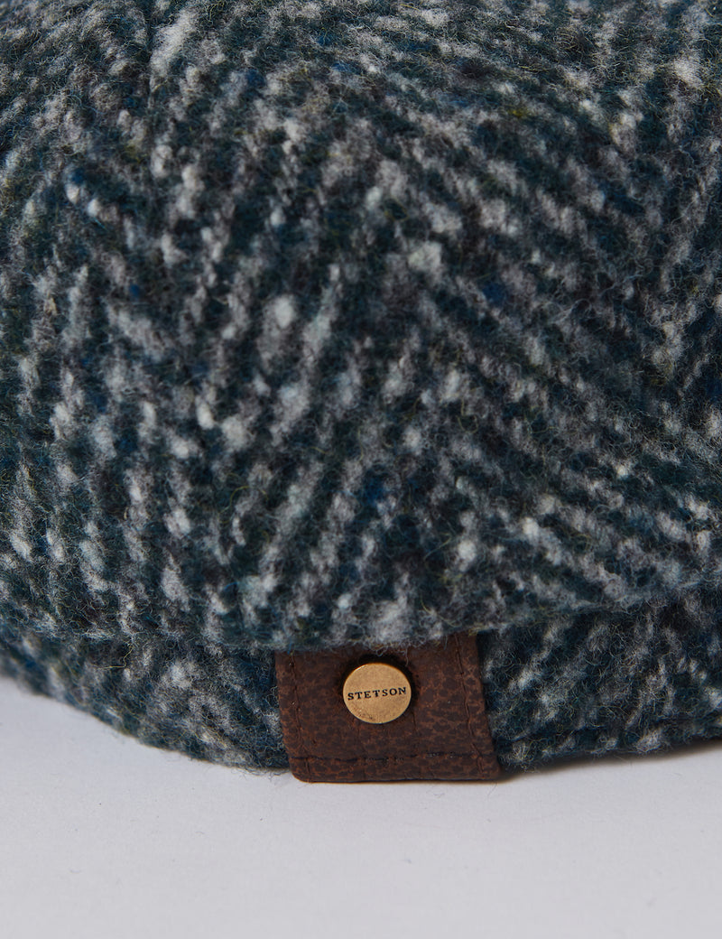Stetson Hatteras Colour Neps Flat Cap (Wool Herringbone) -  Blue/Green