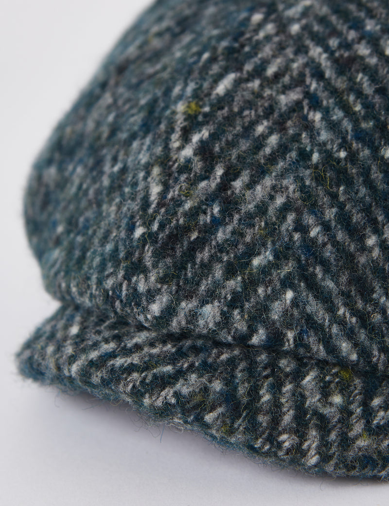 Stetson Hatteras Colour Neps Flat Cap (Wool Herringbone) -  Blue/Green
