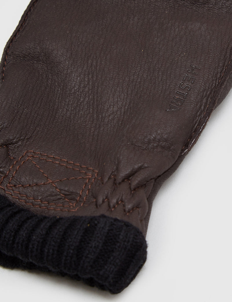 Hestra Deerskin Primaloft Rib Gloves - Dark Brown
