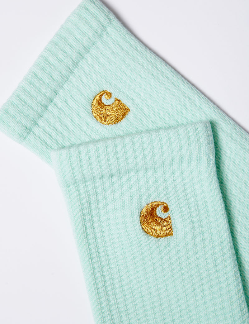 Carhartt-WIP Chase Chaussettes - Pale Spearmint/Or