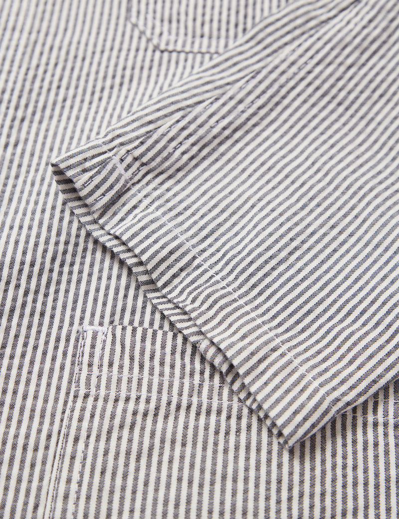 Vetra French Workwear Jacket 5-Short (Seersucker) - Blau/Weiß