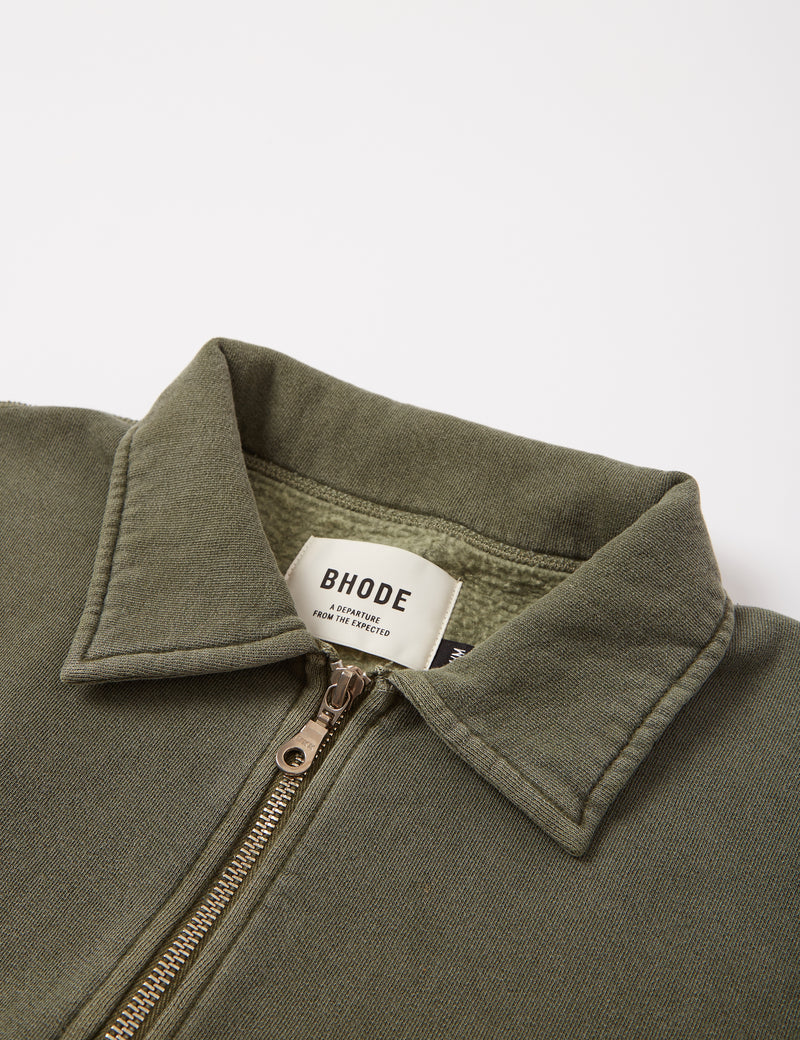 Bhode Pigment Dyed 1/4 Zip Sweat (Biologique/Origine Canada, 16 oz) - Sauge poussiéreuse