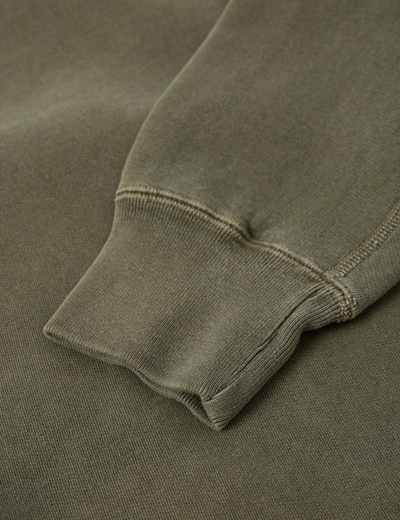 Bhode Pigment Dyed 1/4 Zip Sweat (Biologique/Origine Canada, 16 oz) - Sauge poussiéreuse