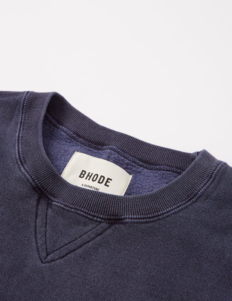Bhode Pigment Dyed Crew Sweat（Organic/Canada Origin、16oz）-ダスキーブルー