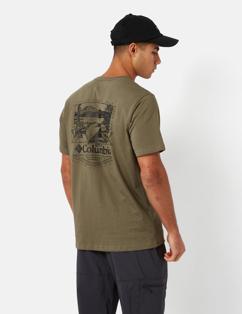 Columbia Rockaway River™ T-Shirt (Lakeside Badge) - Stone Green