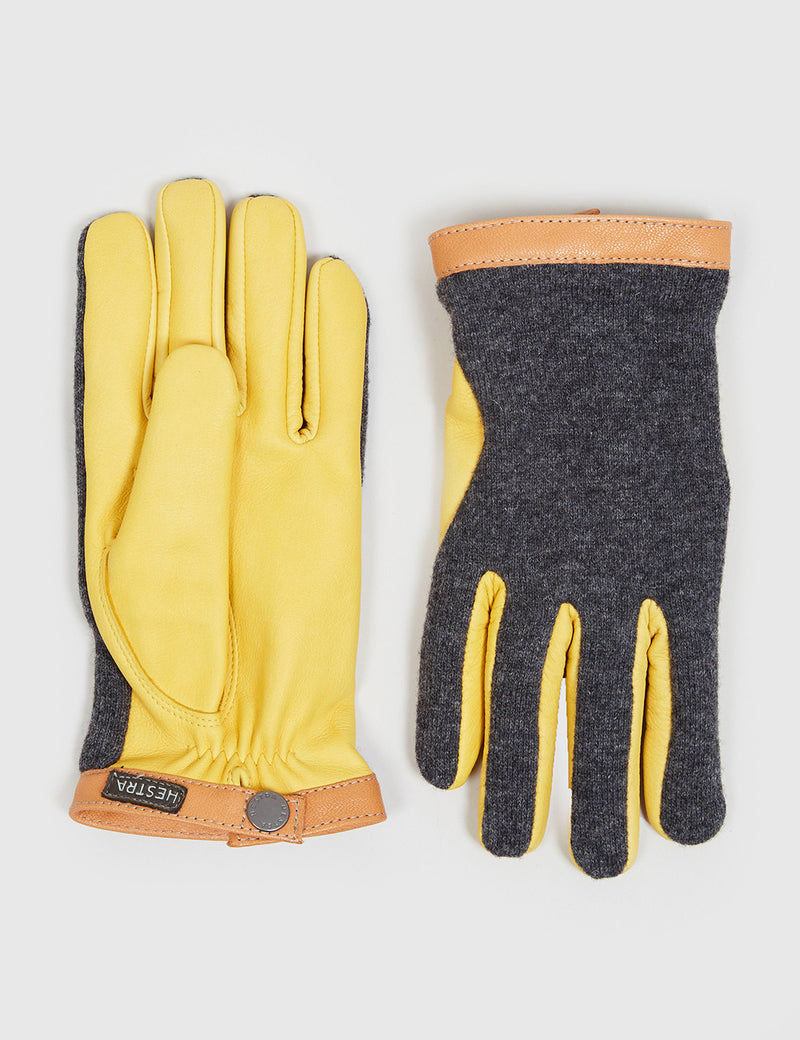 Hestra Tricot Deerskin Wool Gloves - Natural Yellow