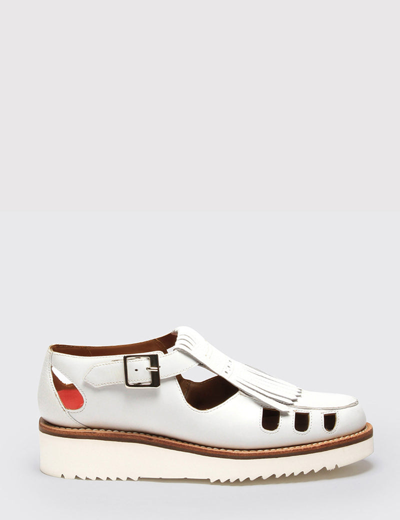 Womens Grenson Ethel Shoe - White Calf/Grain