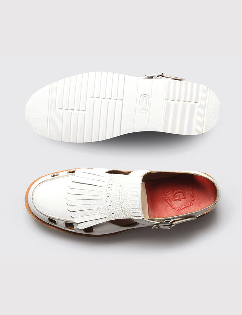 Womens Grenson Ethel Shoe - White Calf/Grain