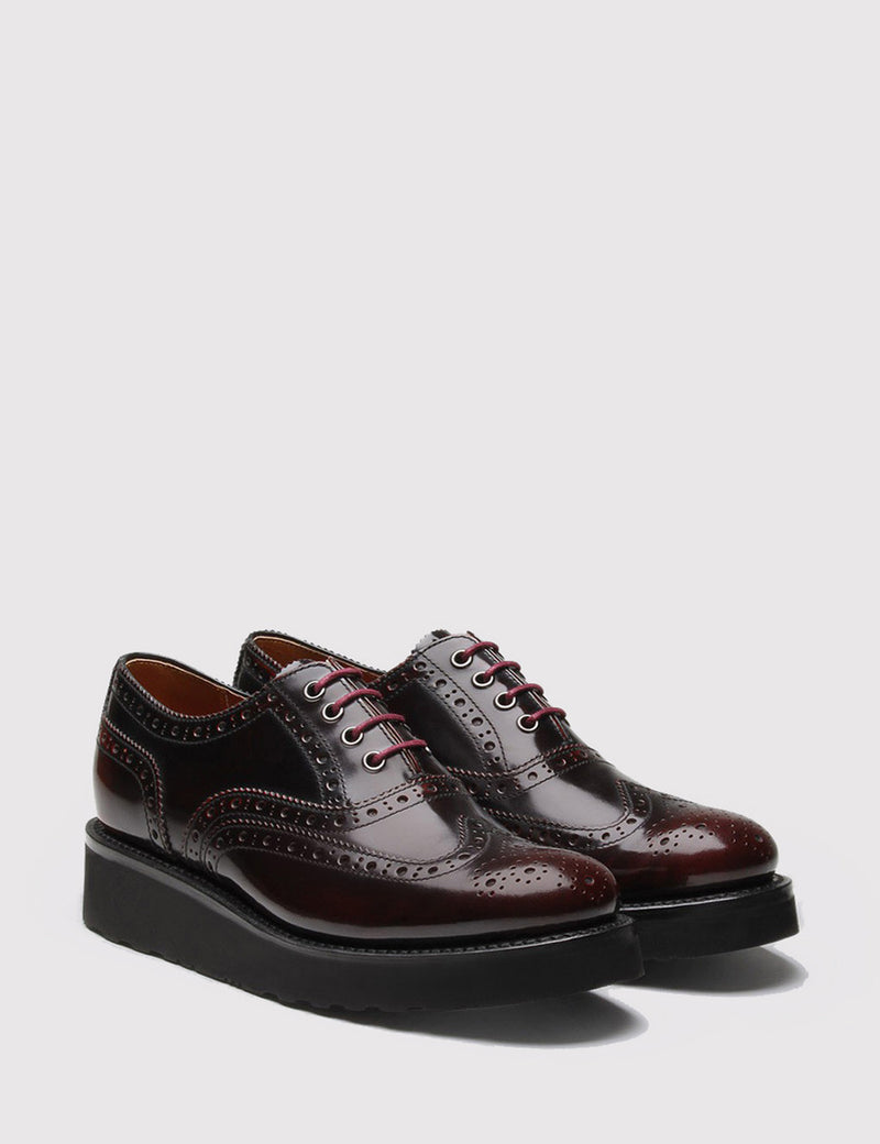 Womens Grenson Emily Brogue Shoes - Burgundy