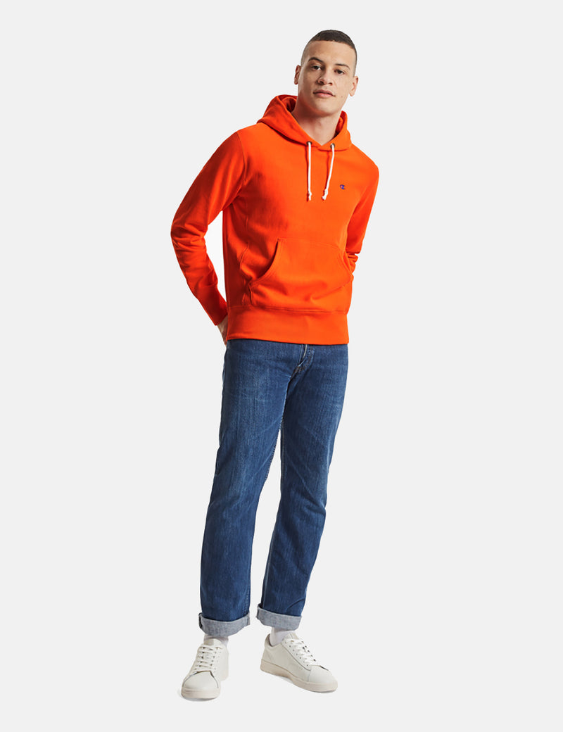 チャンピオンリバースウィーブフード付きスウェットシャツ-オレンジ