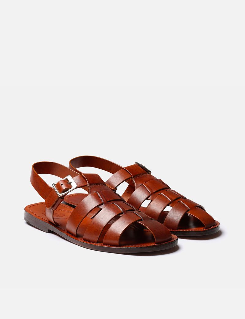 Womens Grenson Queenie Sandal (Handpainted Leather) - Tan