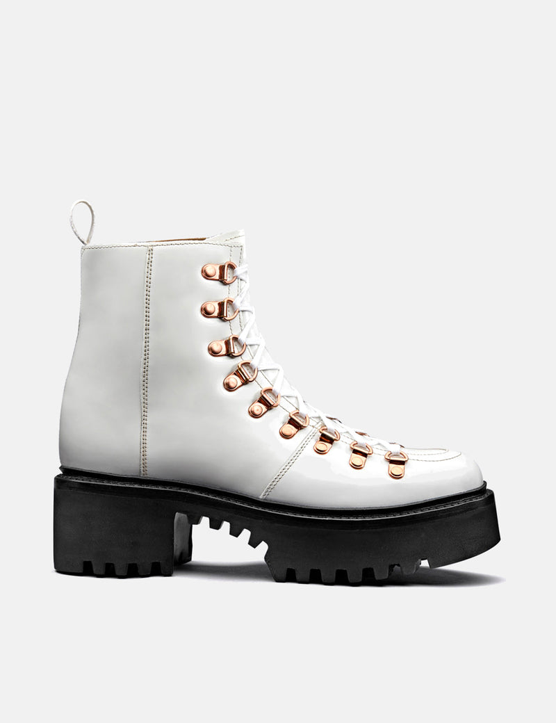 Womens Grenson Nanette Hiker Platform Sole Boots (Leather) - White Colorado