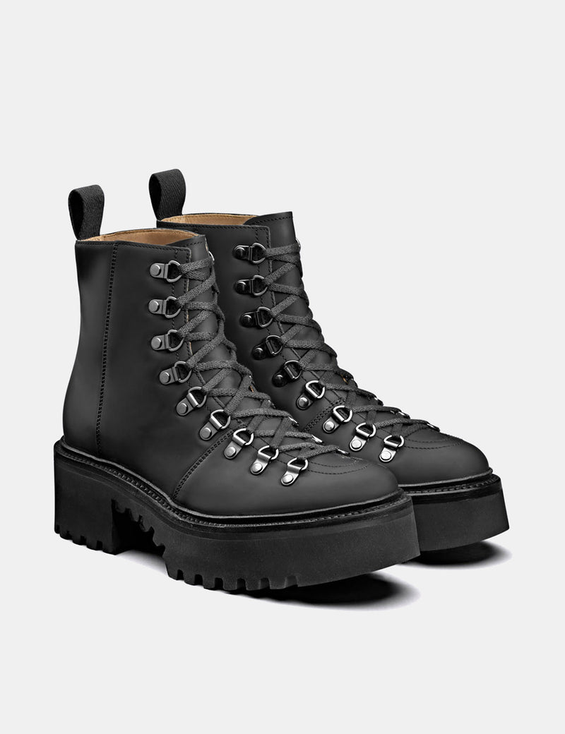 Womens Grenson Nanette Ski Boot (Rubberised Leather) - Black