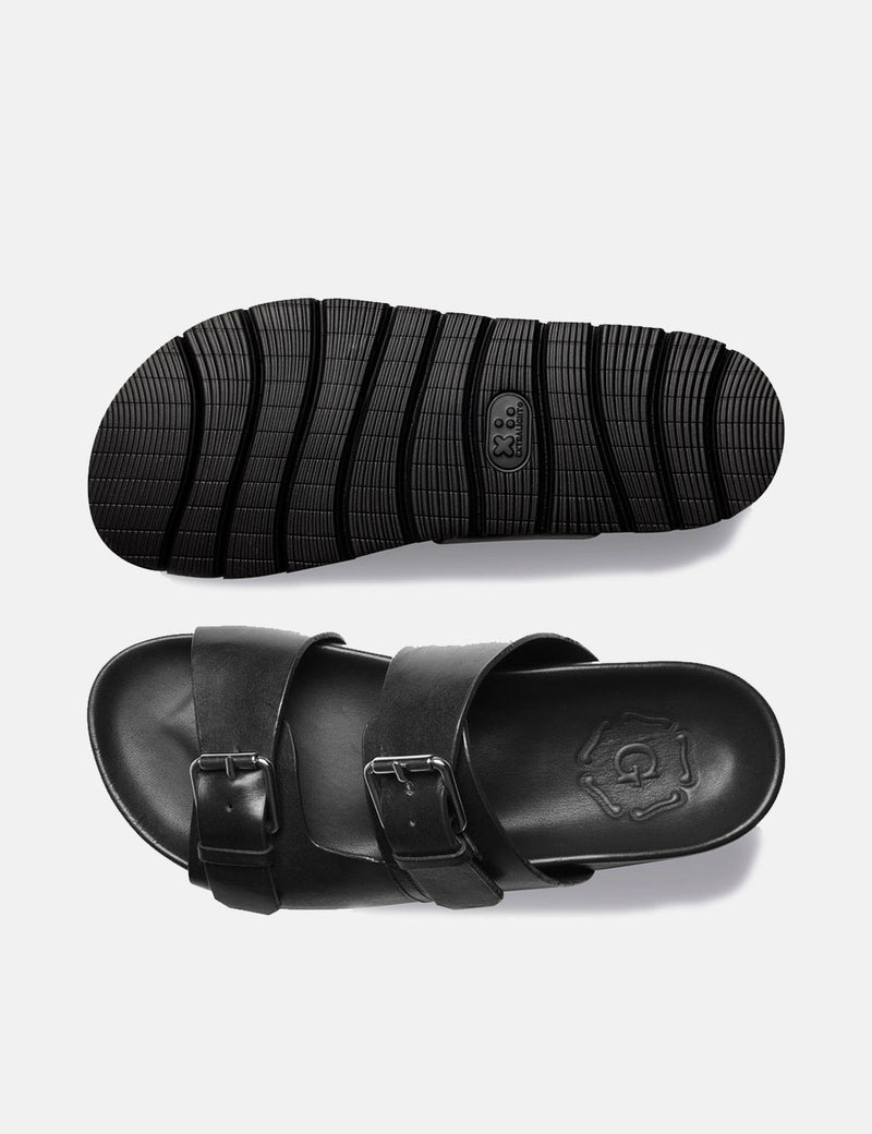 レディースGrensonフローラスライド（レザー）-ブラック