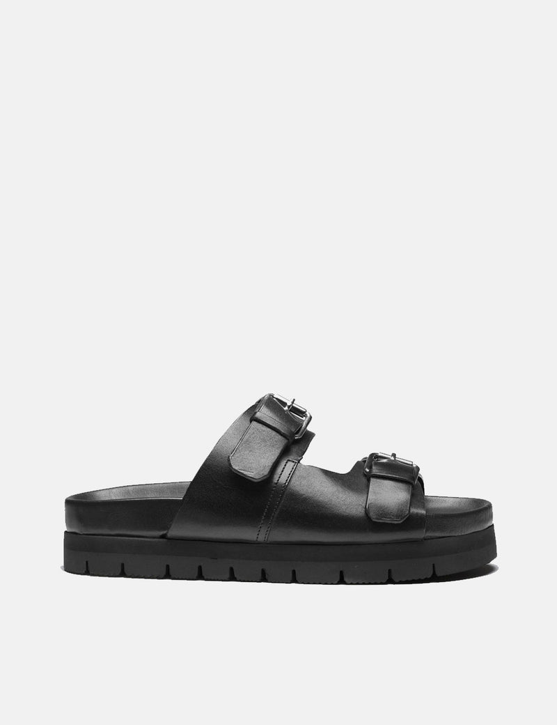レディースGrensonフローラスライド（レザー）-ブラック