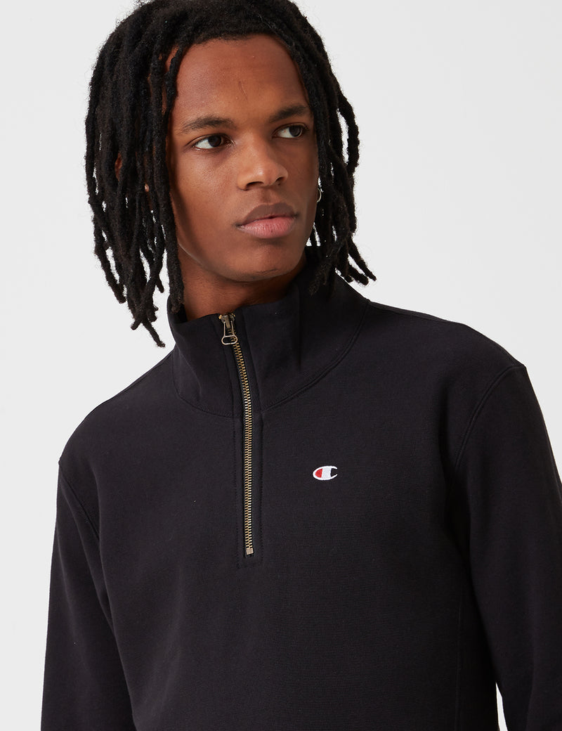 Champion Reverse Weave Half Zip Sweatshirt - Black