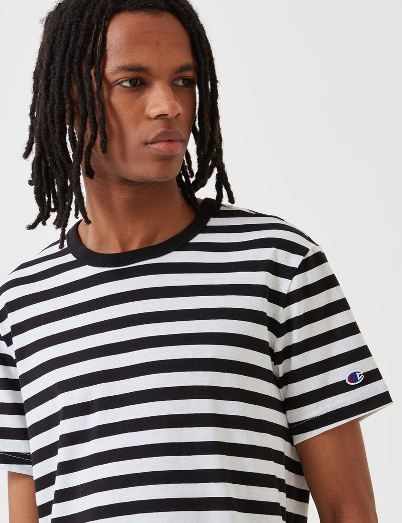 Champion Reverse Weave Stripe T-Shirt - Black/White