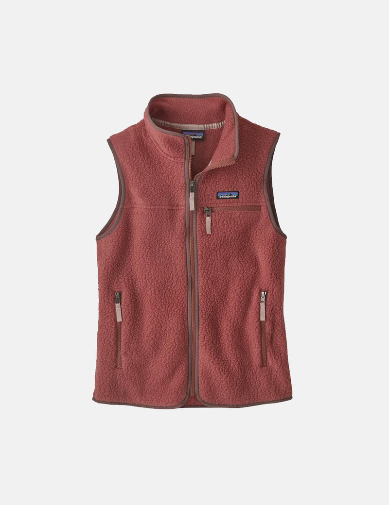 Patagoniaレディースレトロパイルフリースベスト-ローズヒップレッド