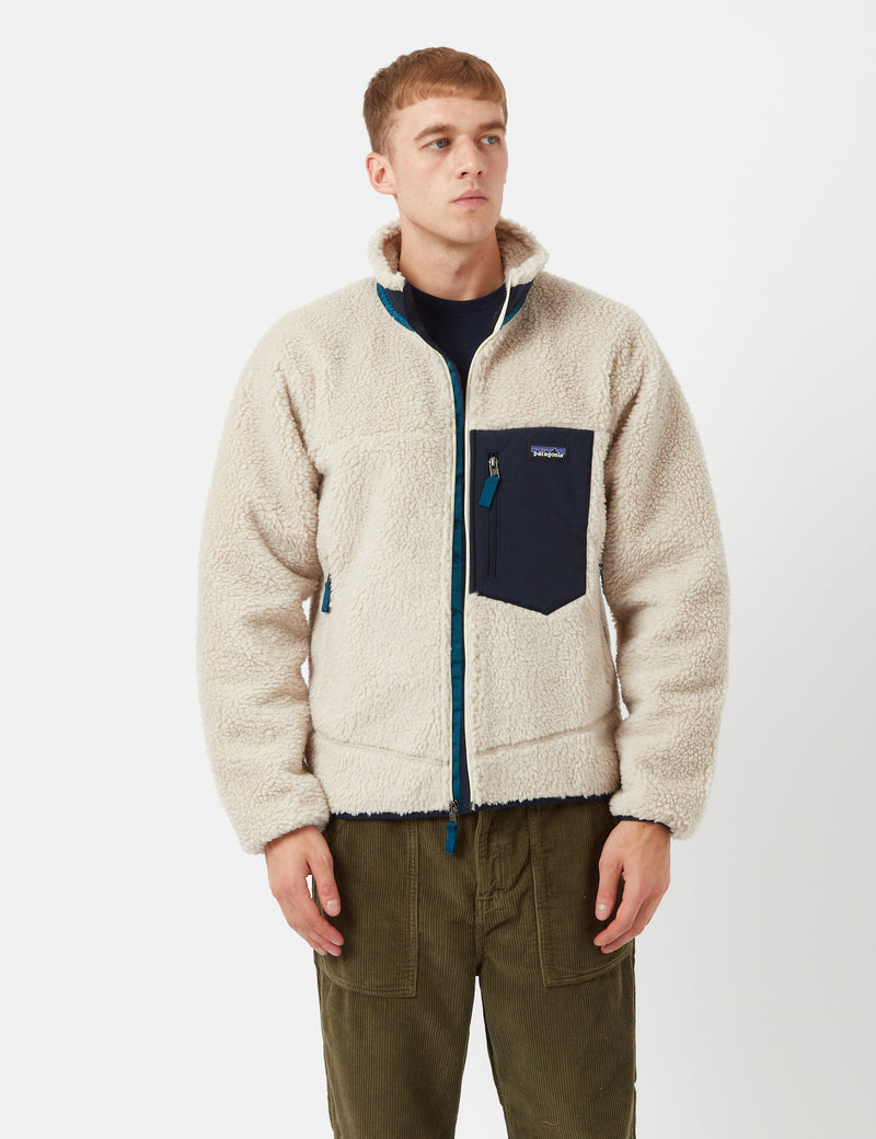 Patagonia Classic Retro-X Jacket - Natural/Navy Blue