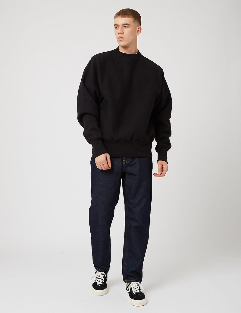 Camber Sweatshirt mit Rundhalsausschnitt (12oz) - Schwarz
