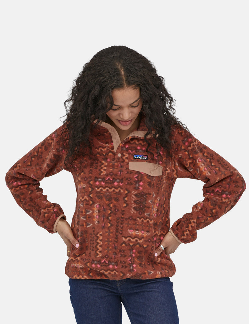 Patagonia Women's Lightweight Synchilla Snap-T Fleece Pullover - Wandering Woods: Sisu Brown