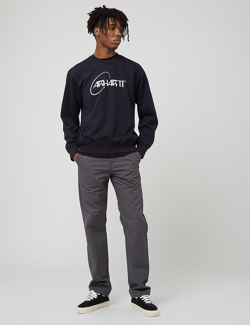 Carhartt-WIP Orbit 스웻 셔츠-다크 네이비 블루/화이트